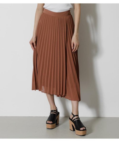 AZUL by moussy(アズールバイマウジー)/IRREGULAR HEM PLEATS SKIRT/BRN