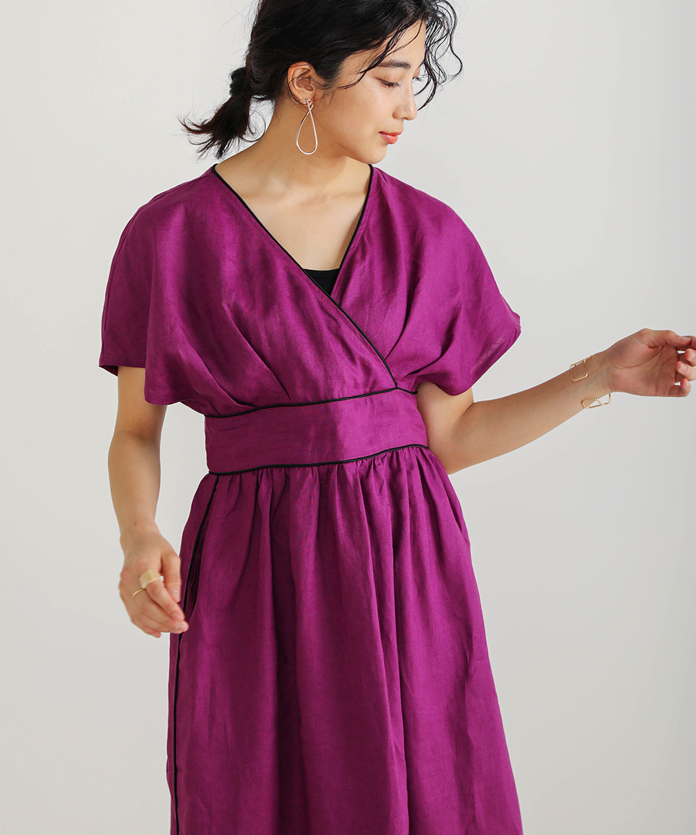 高価値セリー Off Bou Jeloud フレンチリネンティアードワンピース ワンピース Medtechae Com