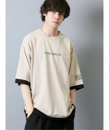 semanticdesign(セマンティックデザイン)/フェイクレイヤード クルーネック半袖BIGTシャツ/ベージュ