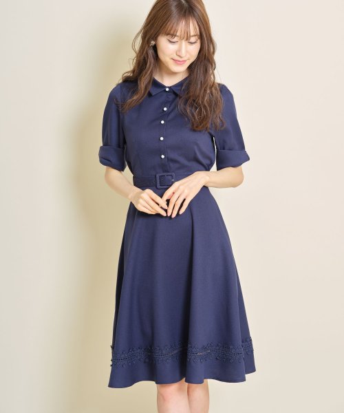 ベルト付きレース装飾シャツワンピース トッコクローゼット Tocco Closet Magaseek