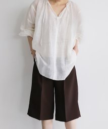 MICA&DEAL(マイカアンドディール)/linen sheer shirt/OFF WHITE