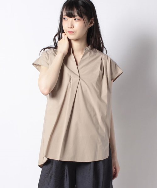 MICA&DEAL(マイカアンドディール)/tuck shoulder blouse/L/BEIGE
