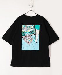 Amerikaya(Amerikaya)/【アメリカ屋】イラスト バックプリント 半袖 Tシャツ/チャコールグレイ
