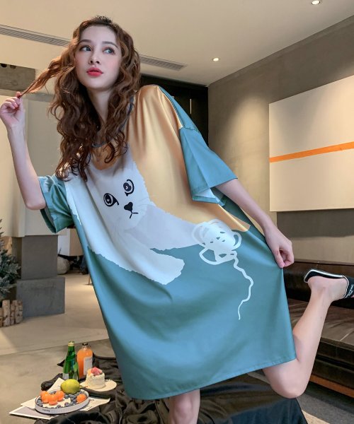 キャットプリント ビッグtワンピース ルームウェア オシャレボ Osyarevo Magaseek キャットプリント ビッグtワンピース ルームウェア オシャレボ Osyarevo Magaseek