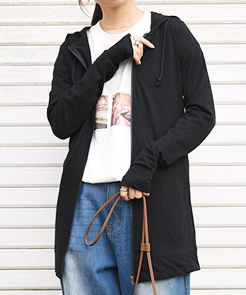 セール】【and it_】UVカット指穴ロングZIPパーカー【M】【L】【LL