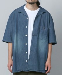 marukawa shonan(marukawa shonan)/ストレッチデニム オープンカラーシャツ/メンズ 開襟シャツ デニムシャツ 半袖 羽織 /ネイビー
