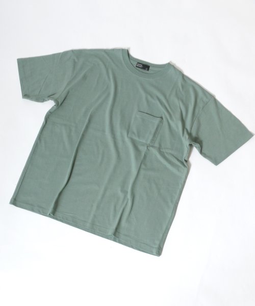 MARUKAWA(マルカワ)/ビッグ無地 ポケットTシャツ 半袖/グリーン