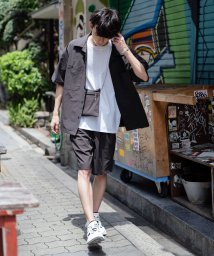 セットアップ シャツジャケット サコッシュバッグ 半袖 ハーフパンツ メンズ レディース ビッグシルエット ショート 半 短 ナイロン カジュアル ストリート ロッキーモンロー Rocky Monroe Magaseek