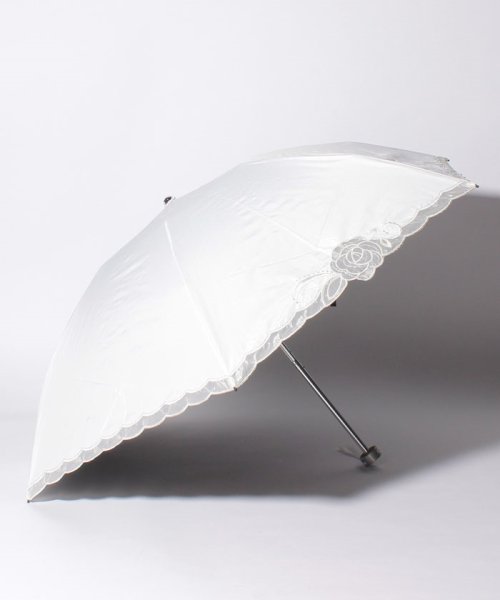 LANVIN Collection(umbrella)(ランバンコレクション（傘）)/LANVIN CLLECTION（ランバンコレクション）晴雨兼用折りたたみ日傘　オーガンジーバラカットワーク/オフホワイト
