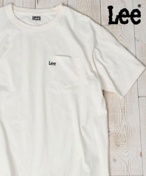 marukawa shonan(marukawa shonan)/【Lee/リー】 ロゴ刺繍 半袖 ポケット Tシャツ メンズ レディース ユニセックス ワンポイント ポケット シンプル カジュアル/オフホワイト