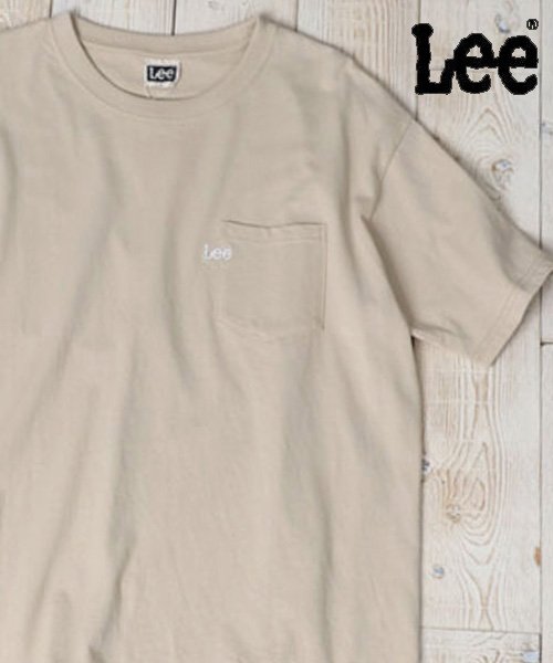marukawa shonan(marukawa shonan)/【Lee/リー】 ロゴ刺繍 半袖 ポケット Tシャツ メンズ レディース ユニセックス ワンポイント ポケット シンプル カジュアル/ベージュ