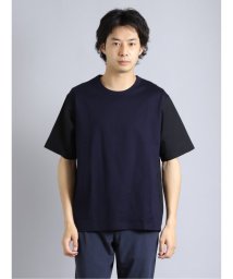 m.f.editorial/布帛切替 クルーネック半袖ゆるTシャツ/504071902