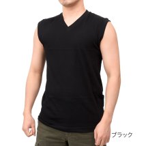 fukuske FUN(フクスケ ファン)/福助 公式 メンズ fukuske FUN Vネック スリーブレス Tシャツ/ブラック