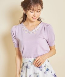 tocco closet(トッコクローゼット)/フラワー刺繍スカラネックシャリ感ニットプルオーバー/Ravenda