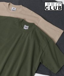 LAZAR(ラザル)/【Lazar】PRO CLUB/プロクラブ ビッグシルエット ヘビーウェイト クルーネック Tシャツ/無地T メンズ 半袖/オリーブ