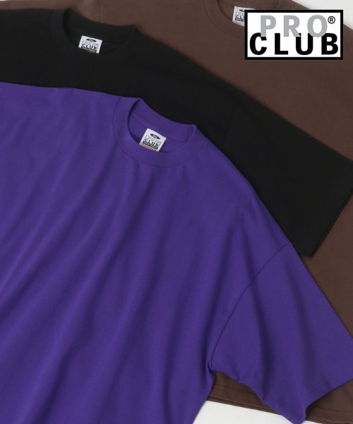 LAZAR(ラザル)/【Lazar】PRO CLUB/プロクラブ ビッグシルエット ヘビーウェイト クルーネック Tシャツ/無地T メンズ 半袖/パープル