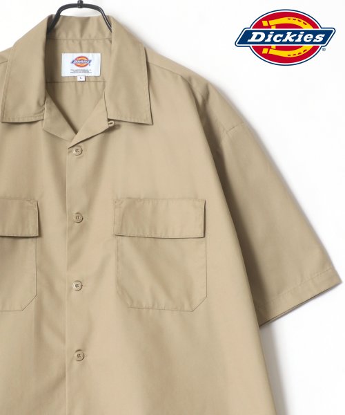 LAZAR(ラザル)/【Lazar】Dickies/ディッキーズ T/Cツイル オーバーサイズ オープンカラー ワークシャツ/CPOシャツ/シャツジャケット/ベージュ