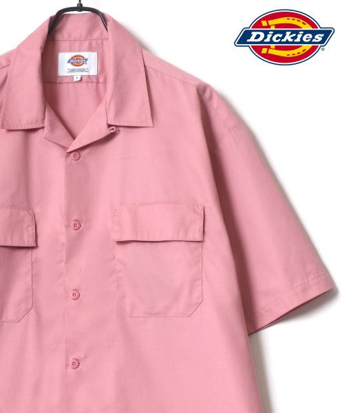 LAZAR(ラザル)/【Lazar】Dickies/ディッキーズ T/Cツイル オーバーサイズ オープンカラー ワークシャツ/CPOシャツ/シャツジャケット/ピンク