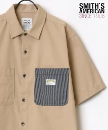 LAZAR(ラザル)/【Lazar】SMITH'S AMERICAN/スミスアメリカン T/Cツイル 切替ポケット 半袖 ワークシャツ/ベージュ