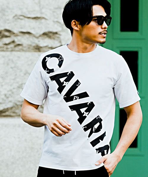 CavariA(キャバリア)/CavariA モノグラムビッグロゴプリントクルーネック半袖Tシャツ メンズ ブランド ラグジュアリースポーツ ラグスポ トップス【C】/ホワイト