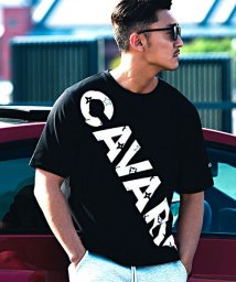 CavariA(キャバリア)/CavariA モノグラムビッグロゴプリントクルーネック半袖Tシャツ メンズ ブランド ラグジュアリースポーツ ラグスポ トップス【C】/ブラック