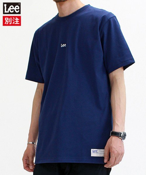 Lee(Lee)/【別注】【LEE】 リー ミニロゴ プリント 半袖 Tシャツ ユニセックス/ネイビー