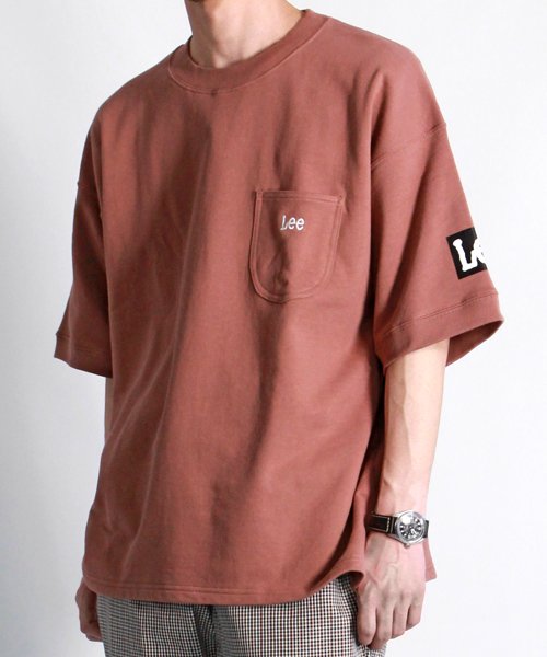 Lee(Lee)/【別注】【LEE】 リー ポケット付き スウェット プリント 半袖 Tシャツ ユニセックス/ブラウン