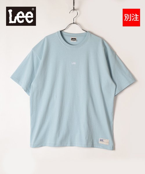 Lee(Lee)/【別注】【LEE】 リー ミニロゴ 刺繍 半袖 Tシャツ ビッグシルエット 22SS/ブルー