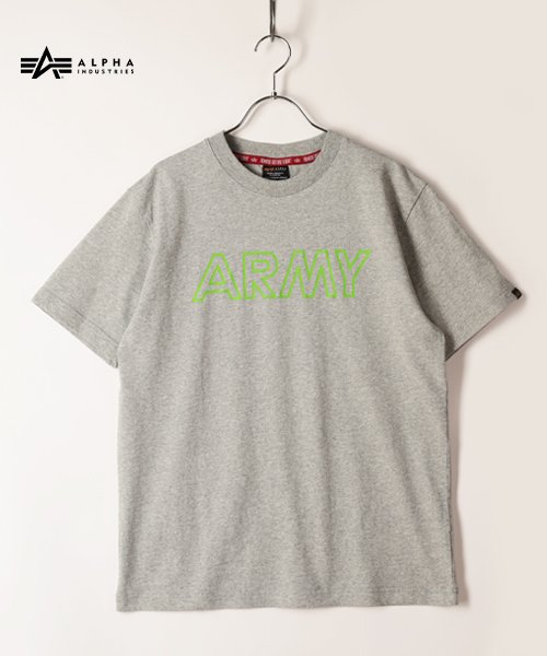 ALPHA INDUSTRIES(アルファインダストリーズ)/【ALPHA】 アルファ ARMY Tシャツ/グレイ