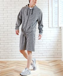 TopIsm(トップイズム)/2タイプ上下セット！ドライメッシュ パーカーとショートパンツ＆クロップドパンツ/グレー