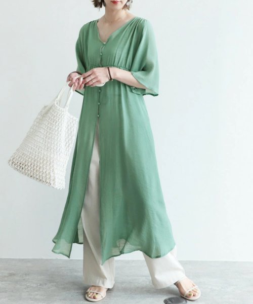 レカ Reca スラブガーゼギャザーガウンワンピース Zn Magaseek レカ Reca スラブガーゼギャザーガウンワンピース Zn Magaseek