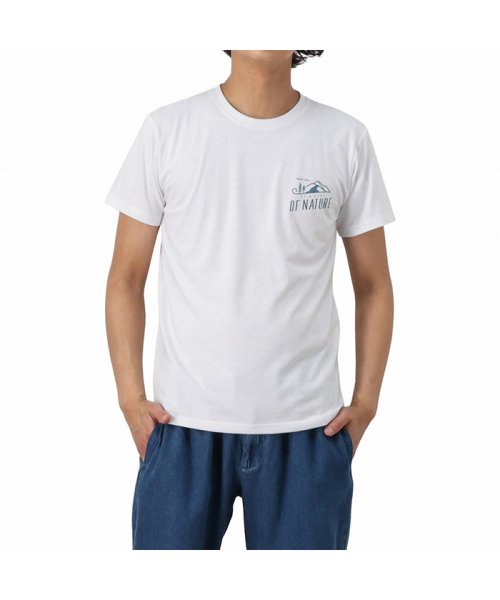 MAC HOUSE(men)(マックハウス（メンズ）)/T－GRAPHICS ティーグラフィックス アウトドアプリント半袖Tシャツ EJ213－MC258/ホワイトバックロゴ