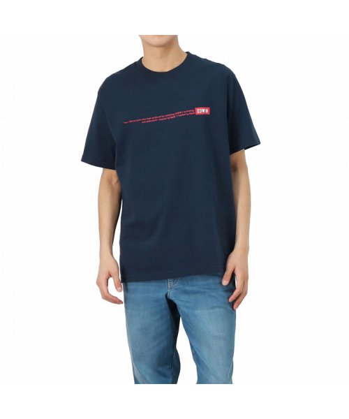 MAC HOUSE(men)(マックハウス（メンズ）)/EDWIN エドウィン プリント半袖Tシャツ ET8037－104/ネイビー