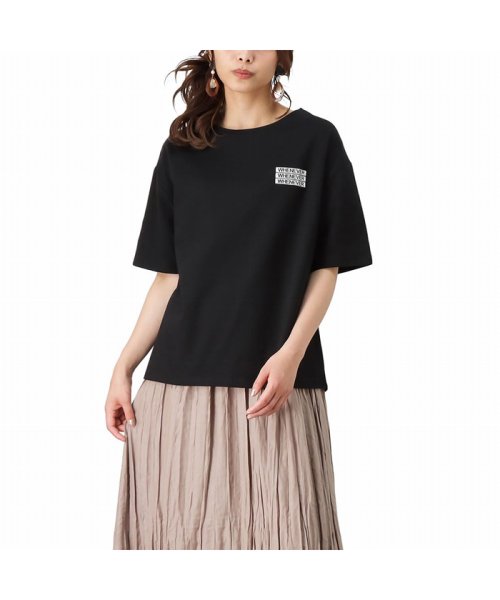 MAC HOUSE(women)(マックハウス（レディース）)/T－GRAPHICS ティーグラフィックス 胸3段刺繍Tシャツ EJ213－WC203/ブラック