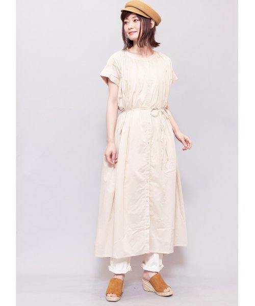 セール シャツワンピース レディース 半袖ワンピース 綿100 ロング丈 ミリアンデニ Mili An Deni Magaseek