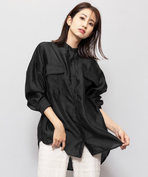 セール シアーシャツ レディース トップス ブラウス ノーカラーシャツ ミリアンデニ Mili An Deni Magaseek