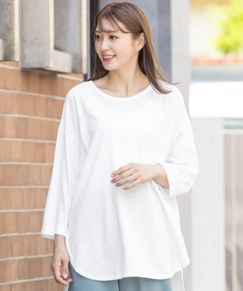 セール 7分袖tシャツ レディース ハイネックトップス オーガニック 綿100 Tシャツ カットソー ミリアンデニ Mili An Deni Magaseek
