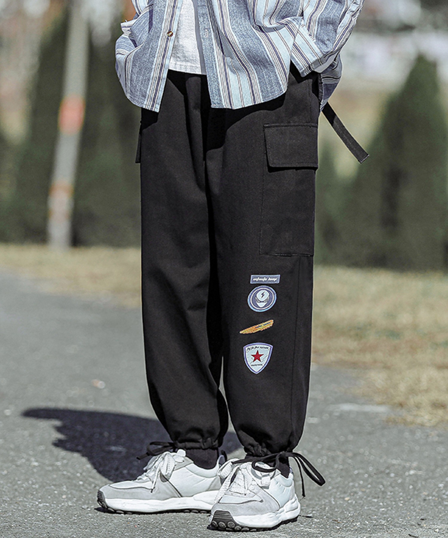 セール】HOOK サイドポケット ワッペンプリント・裾紐付きパンツ(504074119) HOOK（フック）(HOOK) MAGASEEK