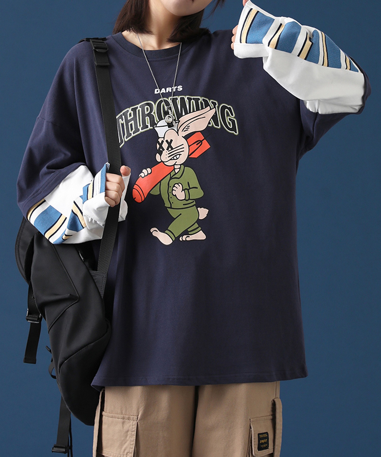 セール Hook 重ね着風長袖tシャツ フロントプリント入り Hook フック Hook Magaseek