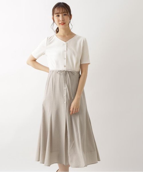 セール ドッキングドットプリントワンピース五分袖 ナチュラルビューティーベーシック Natural Beauty Basic Magaseek