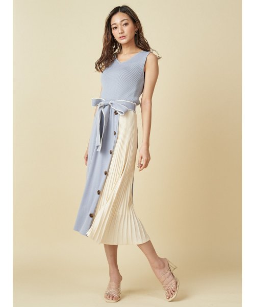 セール ロイヤルパーティー Royal Party ノースリーブ切替ニットフレアワンピース Magaseek