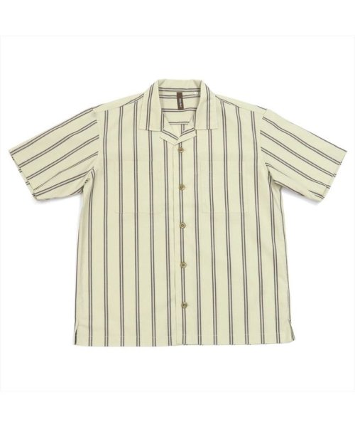 Pitta Re:)(ピッタリ)/形態安定 オープンカラー 綿100% 半袖シャツ/ベージュ・ブラウン