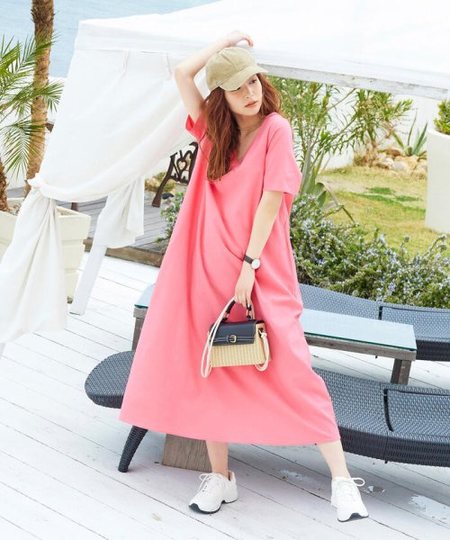 セール 19 Off リネンライクvネックワンピース 洗濯機で洗える ビッキー Vicky Magaseek