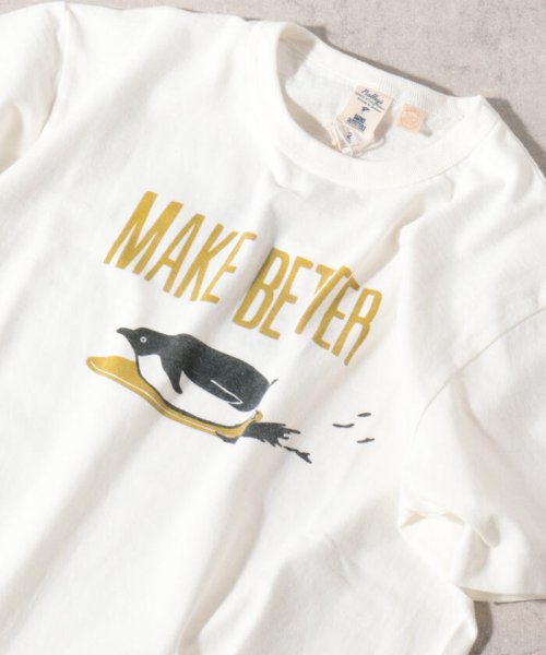 GLOSTER(GLOSTER)/【BARNS/バーンズ】吊り編み別注Tシャツ　MAKE BETTER/ホワイト