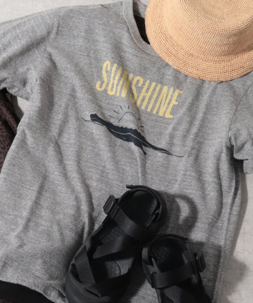 GLOSTER(GLOSTER)/【BARNS/バーンズ】吊り編み別注Tシャツ　SUNSHINE/グレー