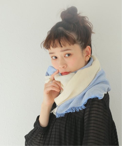 ENSEMBLE(アンサンブル)/AVOCA HORIZON LINEN SCARF/サックスブルー