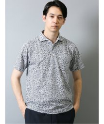 TAKA-Q(タカキュー)/小花柄 鹿の子半袖ポロシャツ/ホワイト