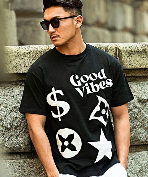 Cavaria デザインパイル刺繍入りクルーネック半袖tシャツ ブランド カットソー トップス C キャバリア Cavaria Magaseek