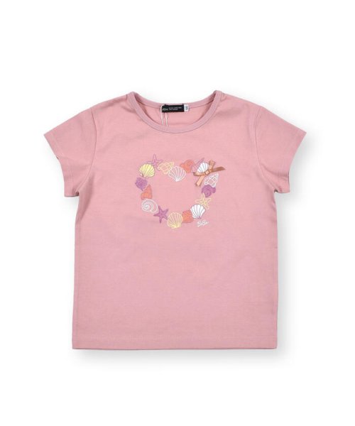 BeBe(ベベ)/シェル プリント ハート グリッター 半袖 Tシャツ （90～140cm）/ピンク