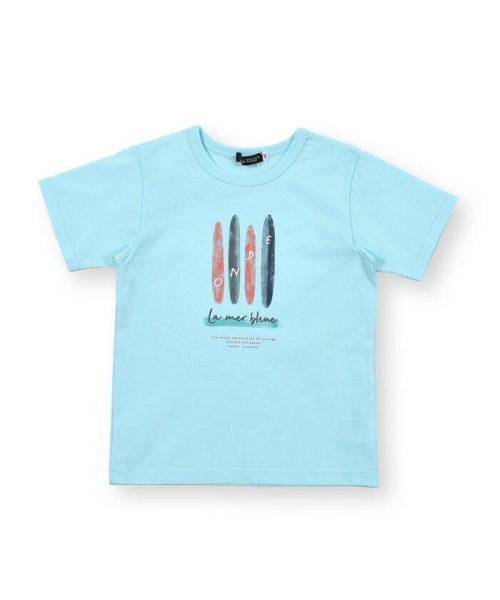 BeBe(ベベ)/サーフボード 水彩 プリント サマー 半袖 Tシャツ （90～140cm）/グリーン